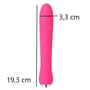 Anya Heating Vibrator afmetingen: 19,3 cm lang en 3,3 cm breed met golftextuur