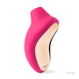 Lelo Sona clitorale luchtdrukstimulator in cerise roze met gouden accent, zijaanzicht